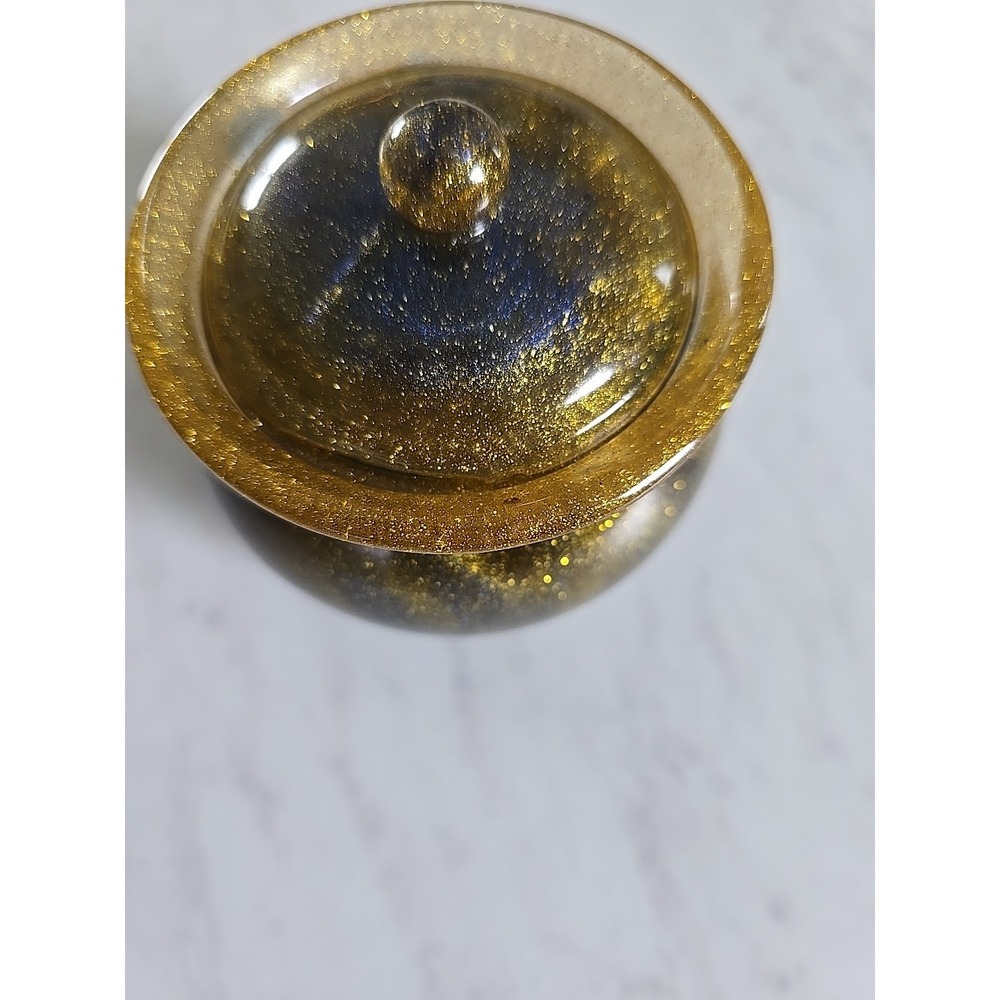Handmade Small Resin Pot With Lid Blue Gold DecorationGift . 607 - Picture 7 of 8